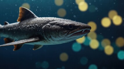 Fototapeta premium close-up of an Dogfish, cinematic, deep sea background