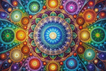 Abstract, geometric, or floral patterns with seamless repeats can be found in various art forms like wallpapers, fabrics, and architecture, creating a decorative or textured background