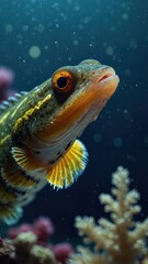 Fototapeta premium close-up of Goby, cinematic, deep sea background