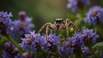 Fototapeta premium spider closeup on flowers