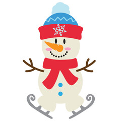 Cute snowman vector cartoon illustration