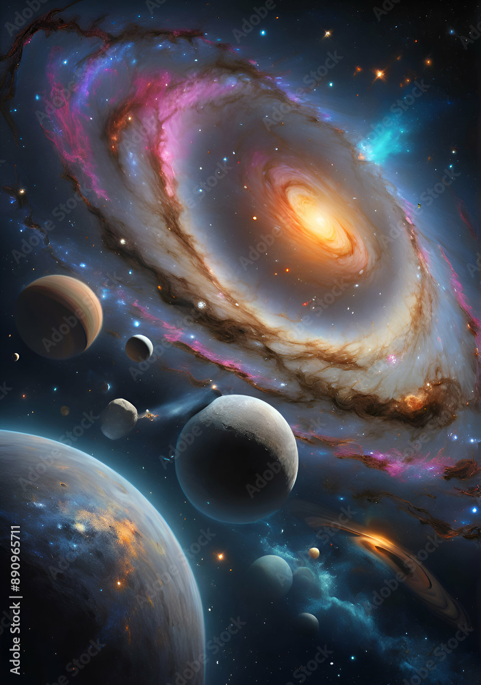 Wall mural planet with space