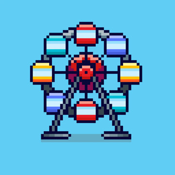 Pixel art ferris wheel game asset design