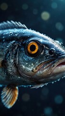 Fototapeta premium close-up of Icefish, cinematic, deep sea background