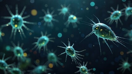 Fototapeta premium close-up of Plankton, cinematic, deep sea background