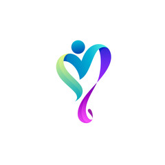 simple love care logo template, charity design social, unity