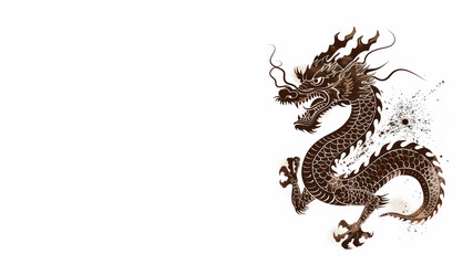 Obraz premium Brown watercolor painting of a chinese dragon for new year lunar festival