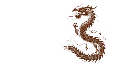 Fototapeta premium Brown watercolor painting of a chinese dragon for new year lunar festival