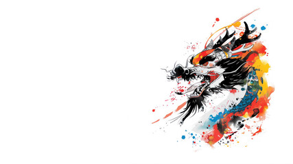 Fototapeta premium Colorful watercolor painting of a chinese dragon for new year lunar festival