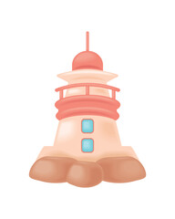 lighthouse on rock stones island cartoon