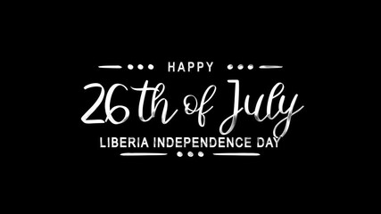 Happy Liberia Independence Day Text Animation on Silver Color. Great for Happy Liberia Independence Day Celebrations, for banner, social media feed wallpaper stories.