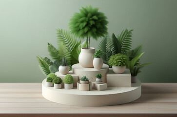 Fototapeta premium 3d background products display podium scene with geometric platform.