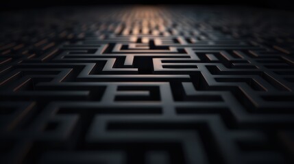 Abstract 3D Maze Pattern with Dramatic Lighting and Depth, Symbolizing Complexity and Challenge