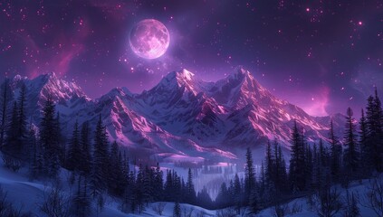 Night Sky Over Snow-Capped Mountains