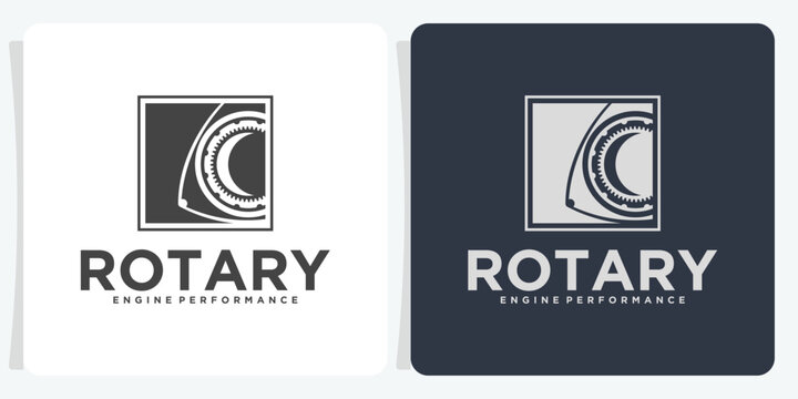 collection of rotary engine components. Car service, rotary engine repair icon