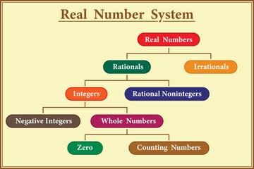 The Real Number System. Education. Science. School. Vector illustration.