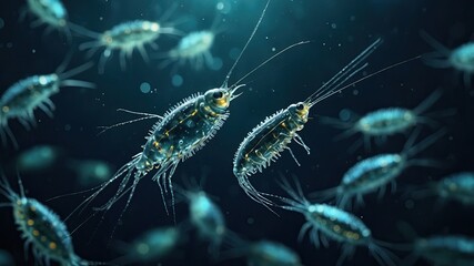 Obraz premium close-up of Zooplankton, cinematic, deep sea background, bokeh high detail