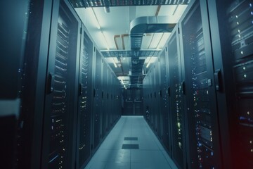 Modern Server Room with Cooling System
