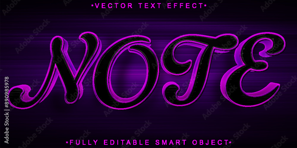 Poster purple note vector fully editable smart object text effect