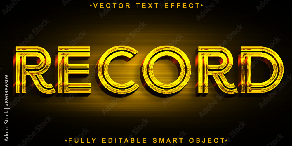 Poster retro record vector fully editable smart object text effect
