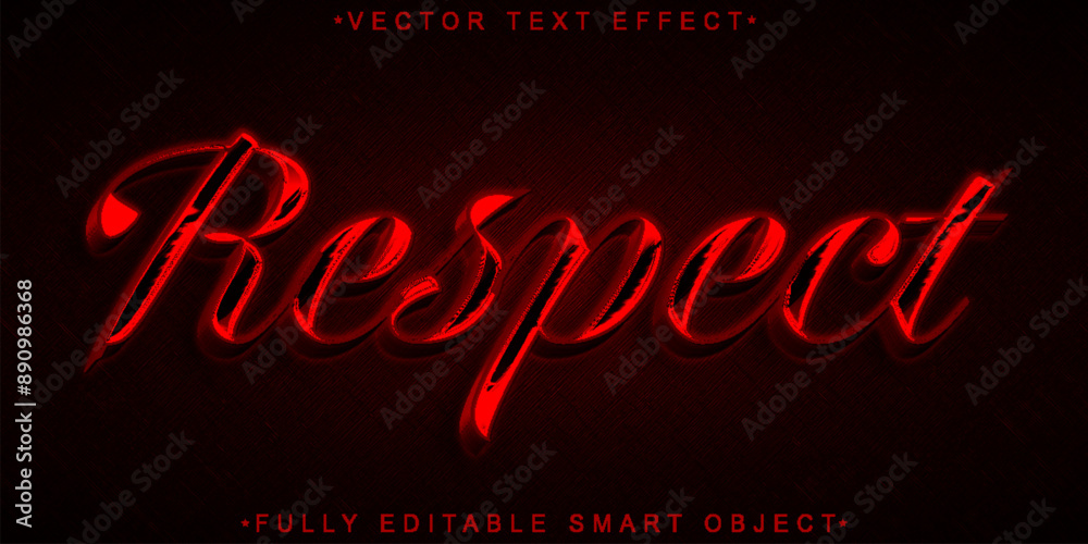 Poster red respect vector fully editable smart object text effect