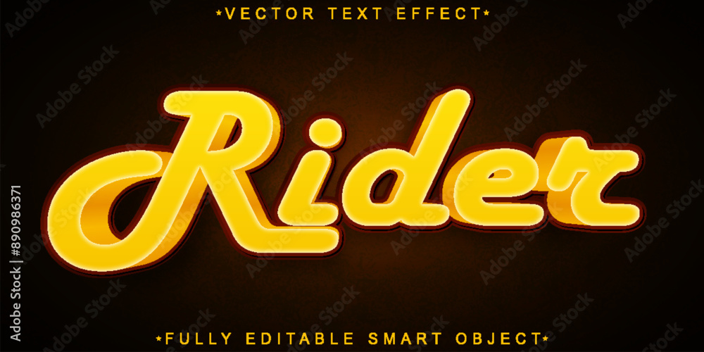 Poster orange faster rider vector fully editable smart object text effect
