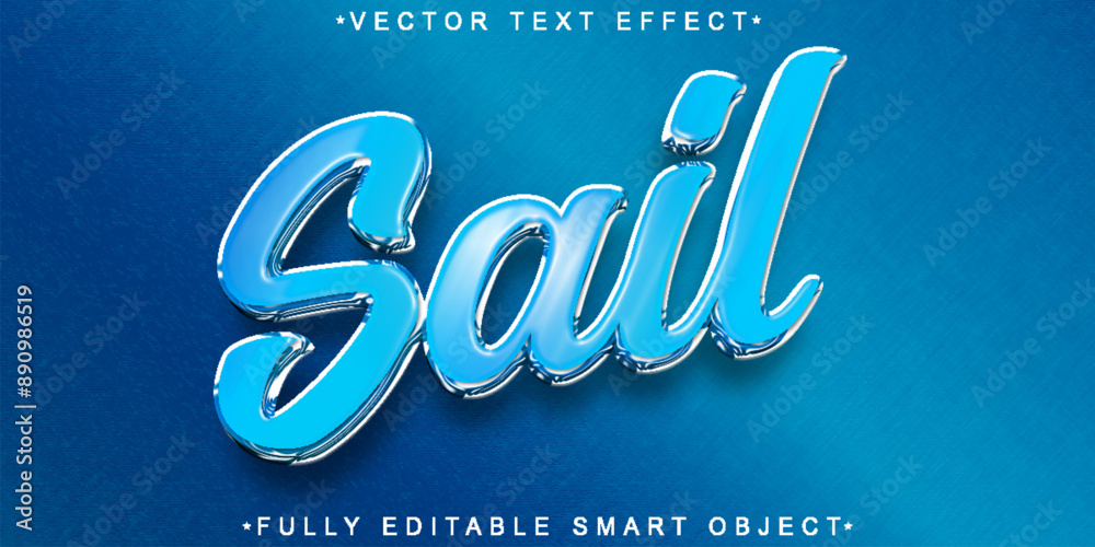 Poster blue shiny sailing vector fully editable smart object text effect