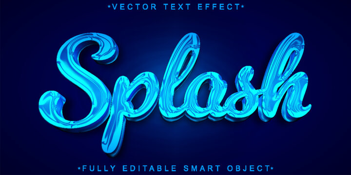 Blue Water Splash Vector Fully Editable Smart Object Text Effect