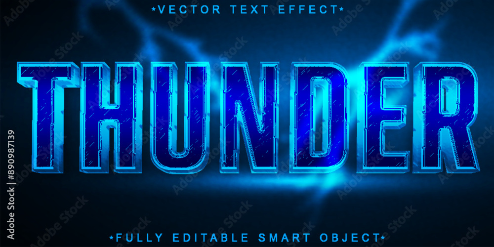 Poster thunder vector fully editable smart object text effect
