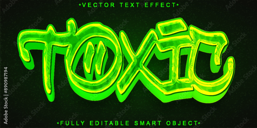 Poster green toxic vector fully editable smart object text effect