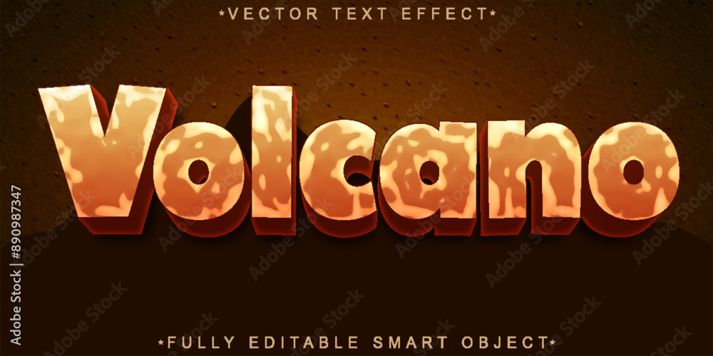 Poster orange volcano vector fully editable smart object text effect