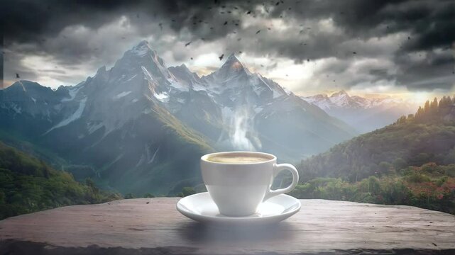 Savoring Coffee with a Picturesque Nature Backdrop