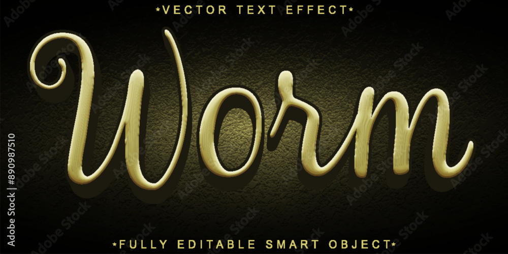Poster cream soil worm vector fully editable smart object text effect