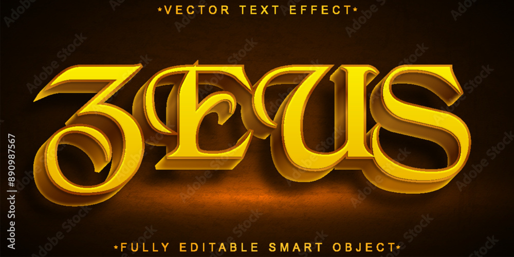 Poster historic myth zeus vector fully editable smart object text effect