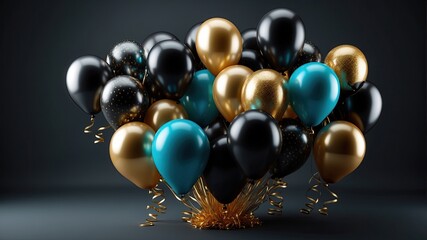 Happy birthday illustration background with 3d realistic balloon luxury