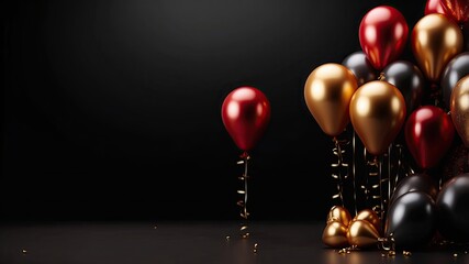 Happy birthday illustration background with 3d realistic balloon luxury