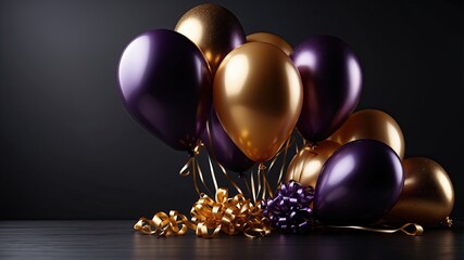 Happy birthday illustration background with 3d realistic balloon luxury