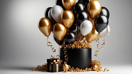 Happy birthday illustration background with 3d realistic balloon luxury