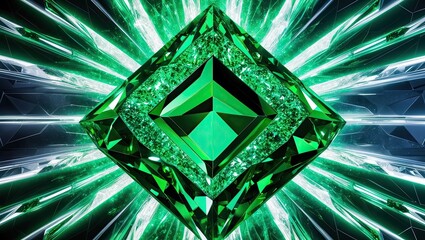 Vibrant green crystal subject in 12K Ultra HD Resolution digital medium