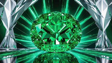 Vibrant green crystal subject in 12K Ultra HD Resolution digital medium