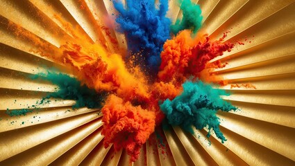 Vibrant explosion of colored powder, captured in stunning 12K Ultra HD resolution
