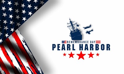  Pearl Harbor Remembrance Day. December 7. Holiday concept. Template for background, banner, card, poster 