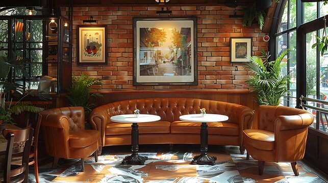 A relaxed cafe seating area with delicious cake, offering a perfect spot to enjoy a treat 