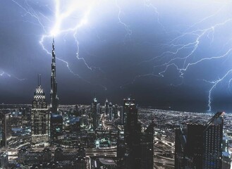 lightning over the city