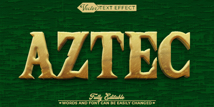 Brown Green Historic Aztec Artifact Vector Editable Text Effect Template