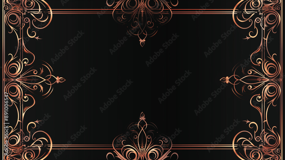 Wall mural Black and Copper Ornate Frame