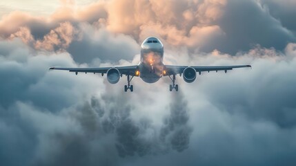 A jet is flying through the sky with a lot of smoke coming out