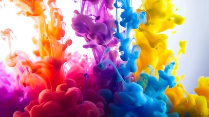 Vibrant Multicolored Ink Clouds in Water Creating Abstract Patterns_6