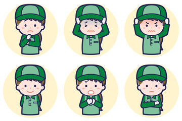 女性配達員のポーズセット_05