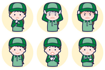 女性配達員のポーズセット_05